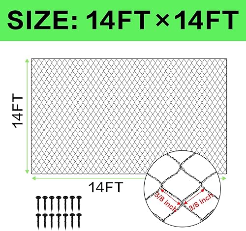 Miniatura 2 de Meanchen Red de estanque de 14 x 14 pies, red para estanque para hojas, red de cubierta de estanque protege a los peces koi de pájaros, gatos y