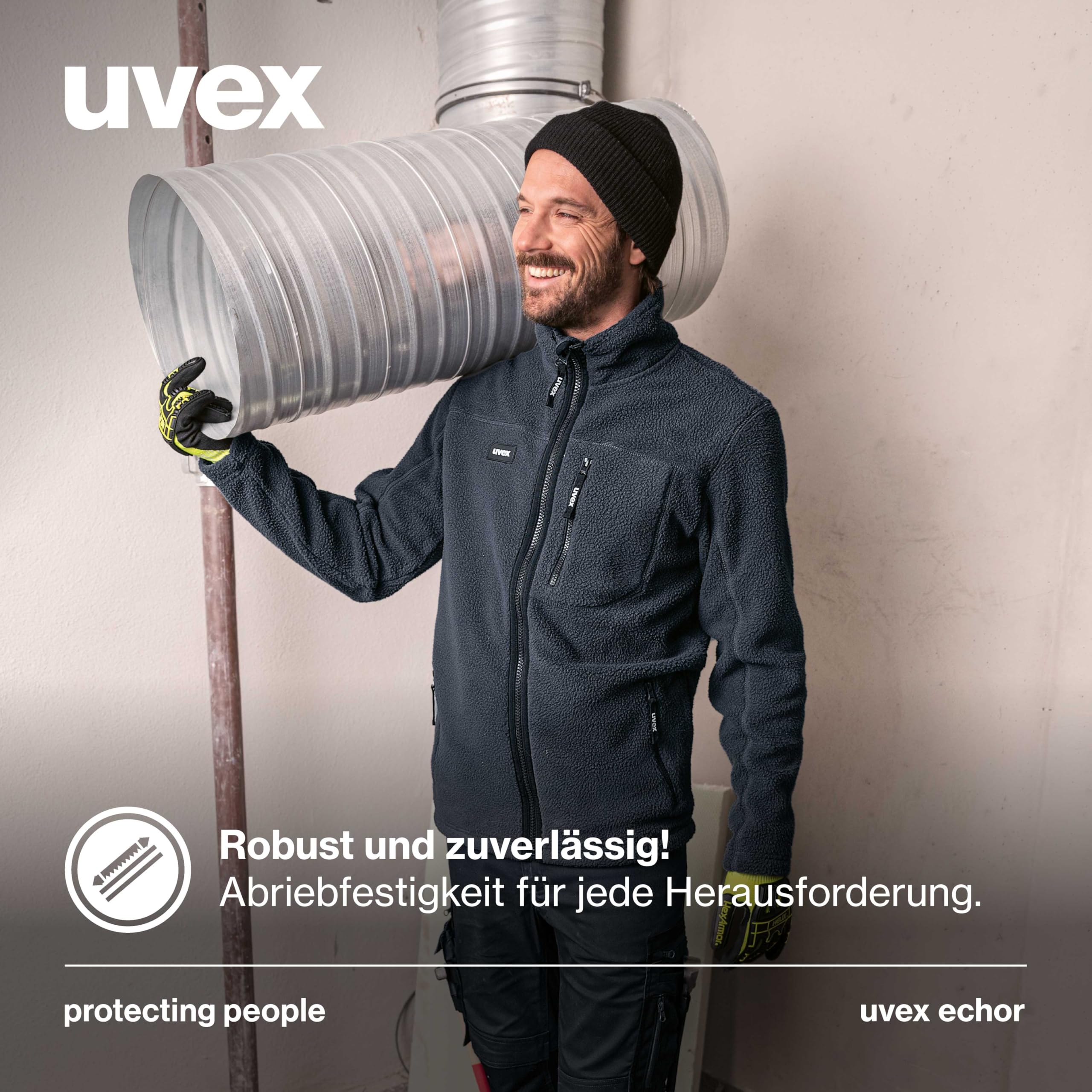 Uvex Echor kurtka polarowa, męska kurtka robocza, kurtka outdoorowa z polarem Sherpa