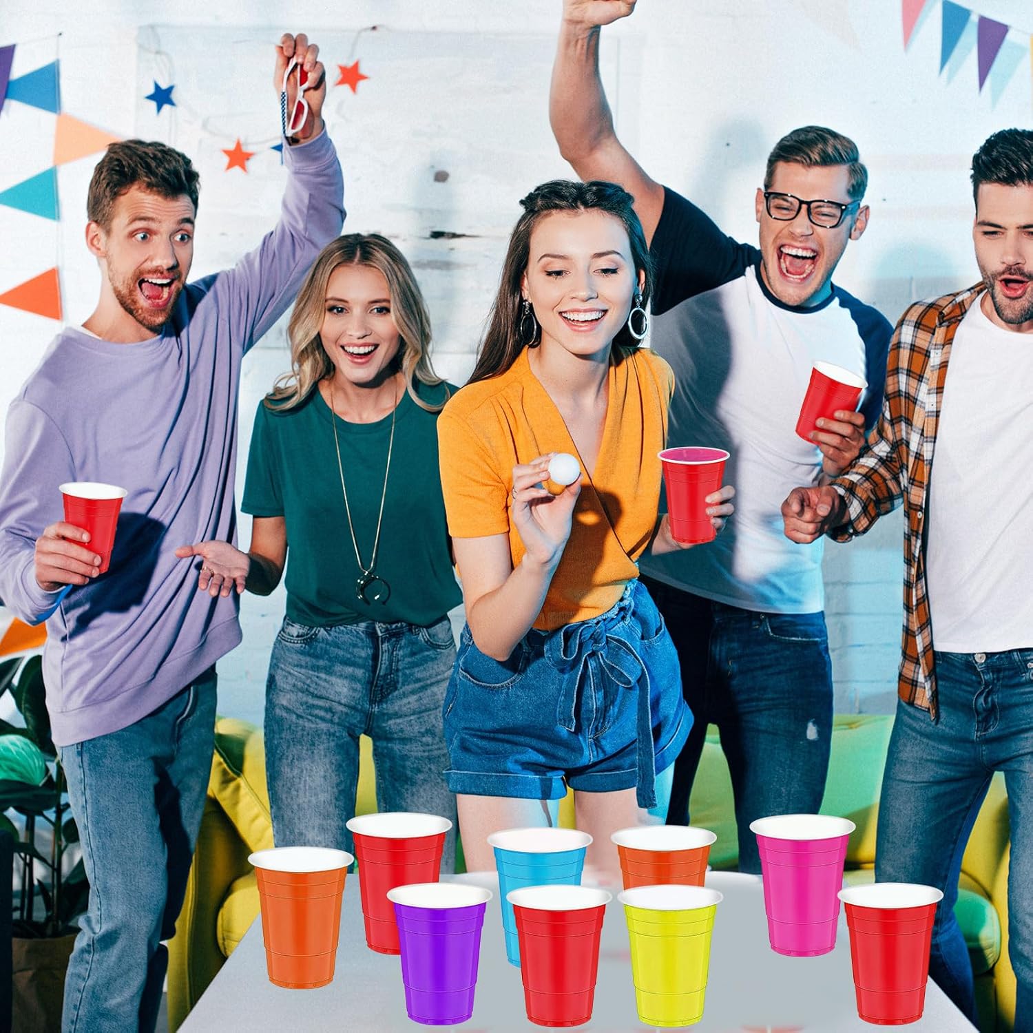 120 pcs 12 oz Colourful Plastic Cups Assorted Colors Cups 12 oz colourful Party Cups for drinking Tastings served Snacks Barbecues Picnics - Image 6