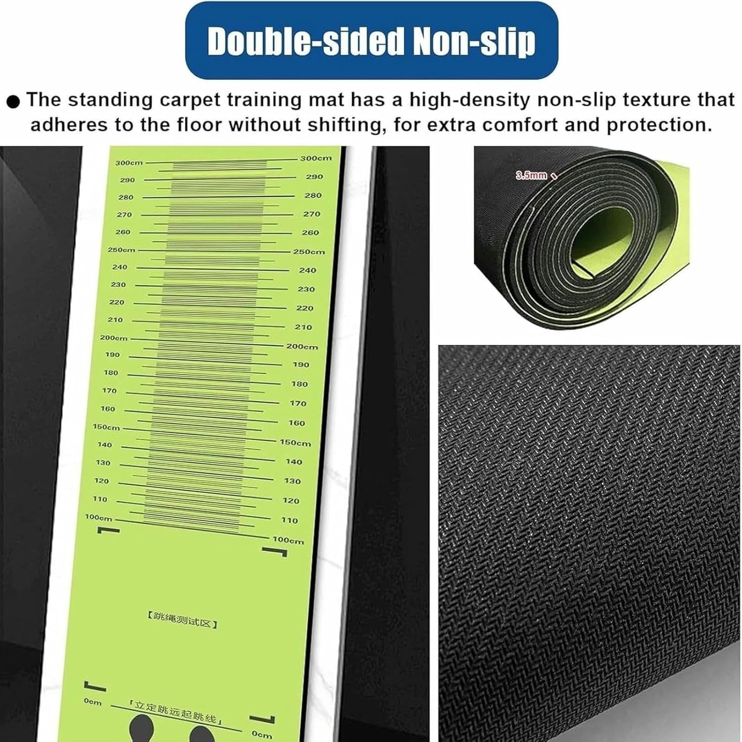 Standing Long Jump Measuring Mat, Sports Practice Test Pad,Long Jump Measuring Equipment, Large Format Indoor Outdoor Non Slip Mat, Home Workout Exercise Mat