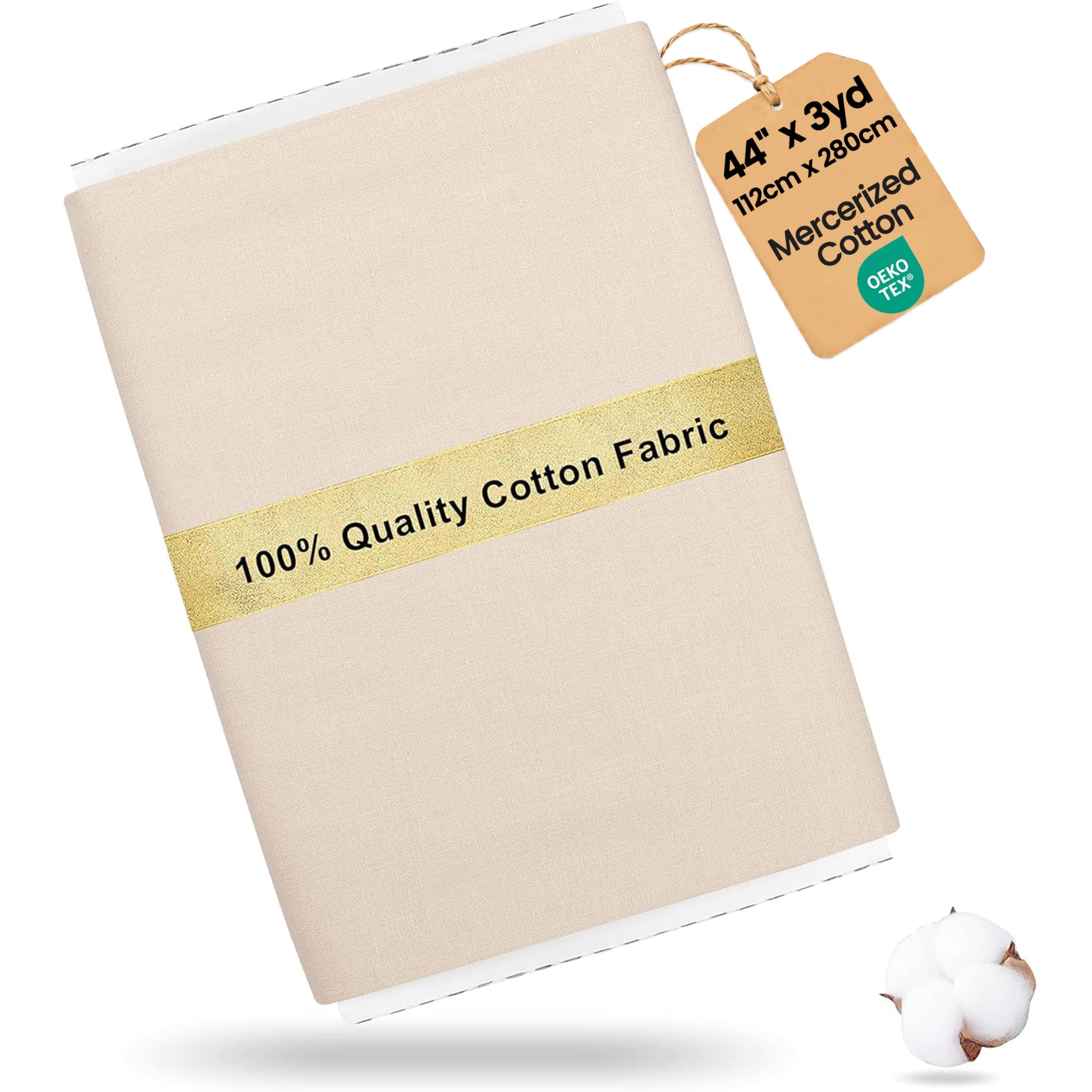 Craftido 100% Cotton Fabric by The Metre 112cm Wide x 280cm Extra Long -Medium Weight 145g- for Quilting, Sewing, Dressmaking, Bedding, Lining, Arts & Crafts - Cream