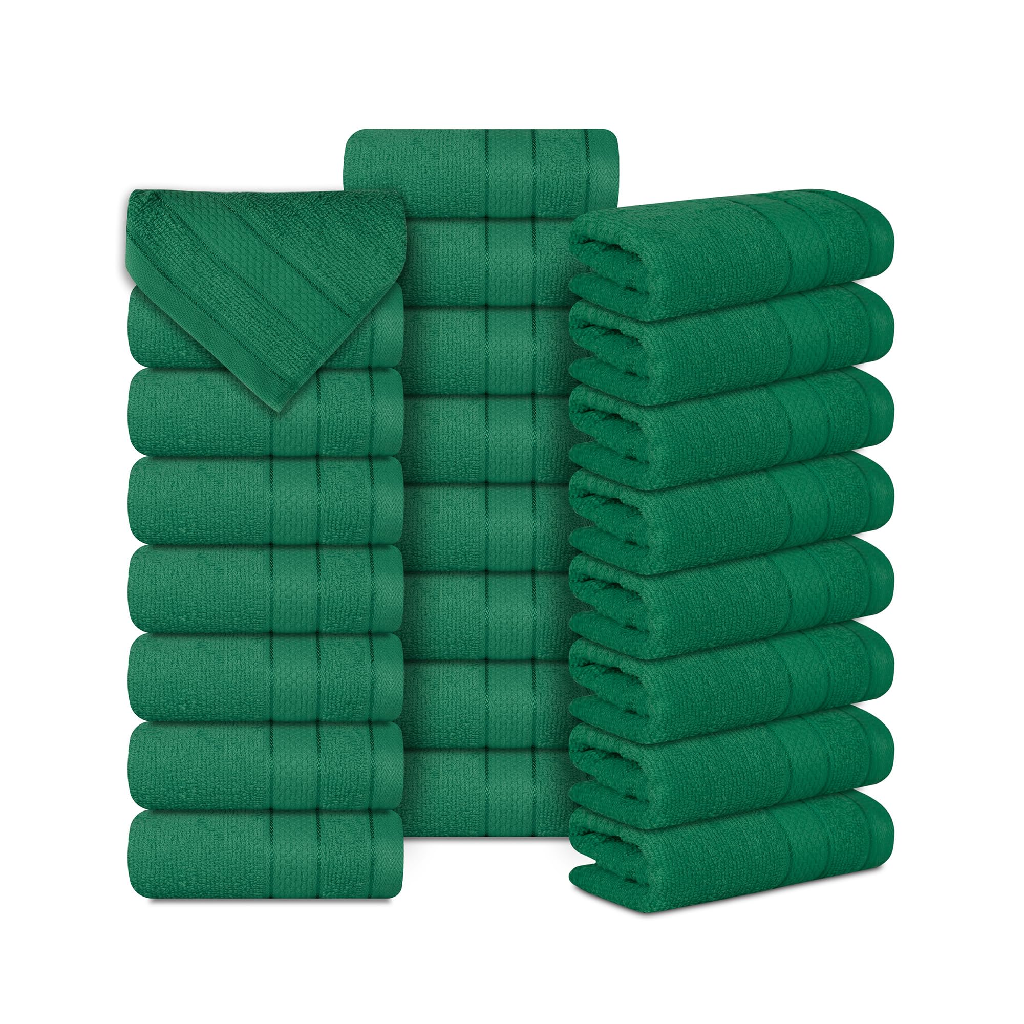 Paños de lavado de 12x12 de rizo de algodón absorbente color verde