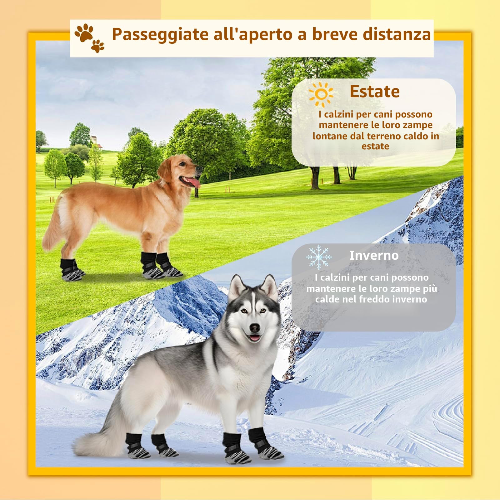 4 pezzi di protezione zampe per cani robusti anti,protettivi calzini per cani, antiscivolo per cani in gomma, con cinghie regolabili per uso interno ed esterno (XL)