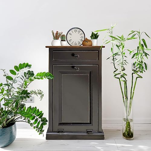 Miniatura 2 de Peaceful Classics Gabinete de basura  Armario de escondite hecho a mano para botes de basura cubo de basura decorativo de baño cubo de basura de