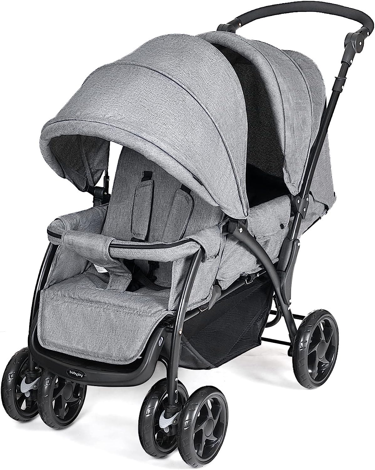 RELAX4LIFE Poussette Double pour Jumeaux Pliable 0 à 36 Mois | Poussette Canne de Bébé avec Capote, Charge Max 15 kg, Guidon et Repose-pied Réglables, Dossiers Inclinables