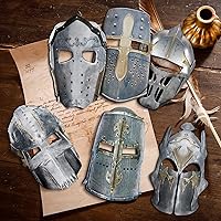 Vista 3 de Frienda 12 máscaras de caballero para niños, decoración de fiesta medieval, cascos de caballero de papel, máscara de Mardi Gras, accesorios