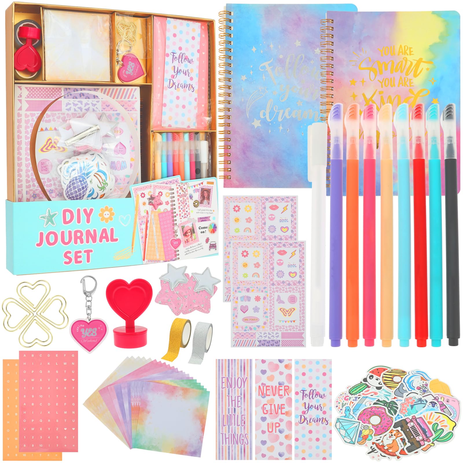 Ghshanog 2 Pack DIY Journal Kit, Scrapbook Set with Stationery, DIY Diary Set for Teen Girl, Scrapbook Kit & Diary Art Crafts Supplies, Art & Crafts for Tween Kid, Teen Girl Trendy Stuff(Style 2)
