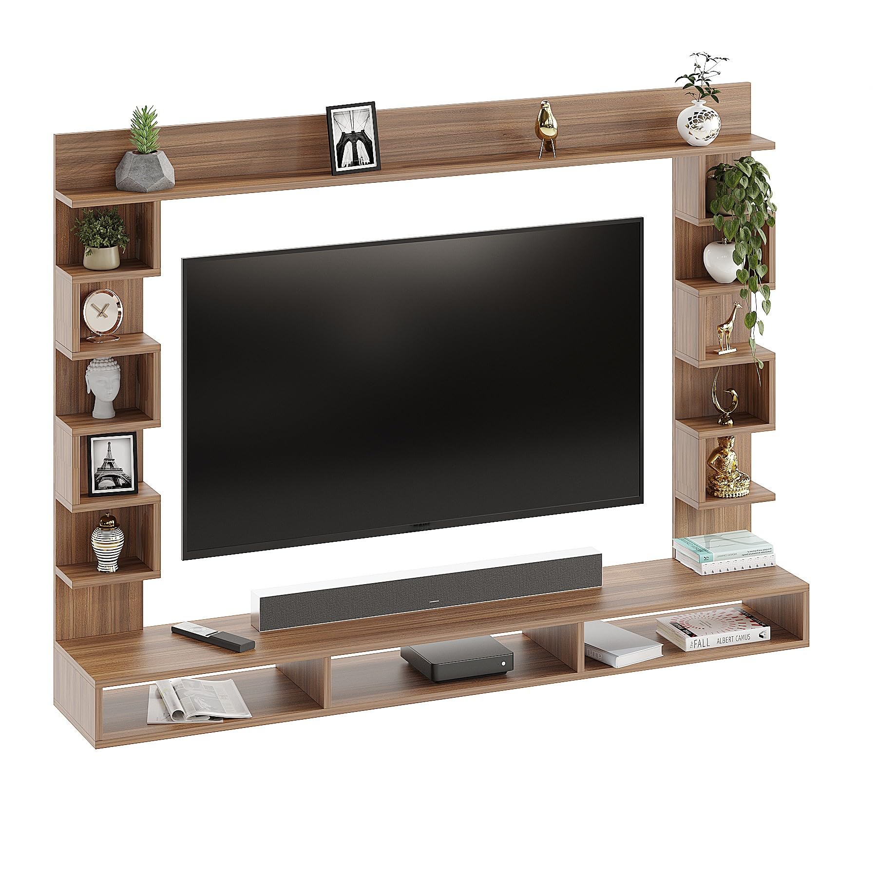 FURNEASER Dettlet Engineered Wood Wall Mount TV Unit/TV Stand/TV Cabinet/TV Entertainment Unit/Set Top Box Stand (Exotic Teak) (Ideal for 50-55 Inch) (D.I.Y)-image-46