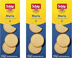 Kit 3 Biscoito Maria Sem Glúten Plain Biscuits Schar 125g