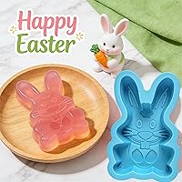 Vista 4 de Easter Bunny Molds 2 Pack Bunny Cake Pan Rabbit Cake Mold Silicone Cute Cake Molds Jumbo Bunny Breakable Chocolate Gummy Mold for Baking Easter Day