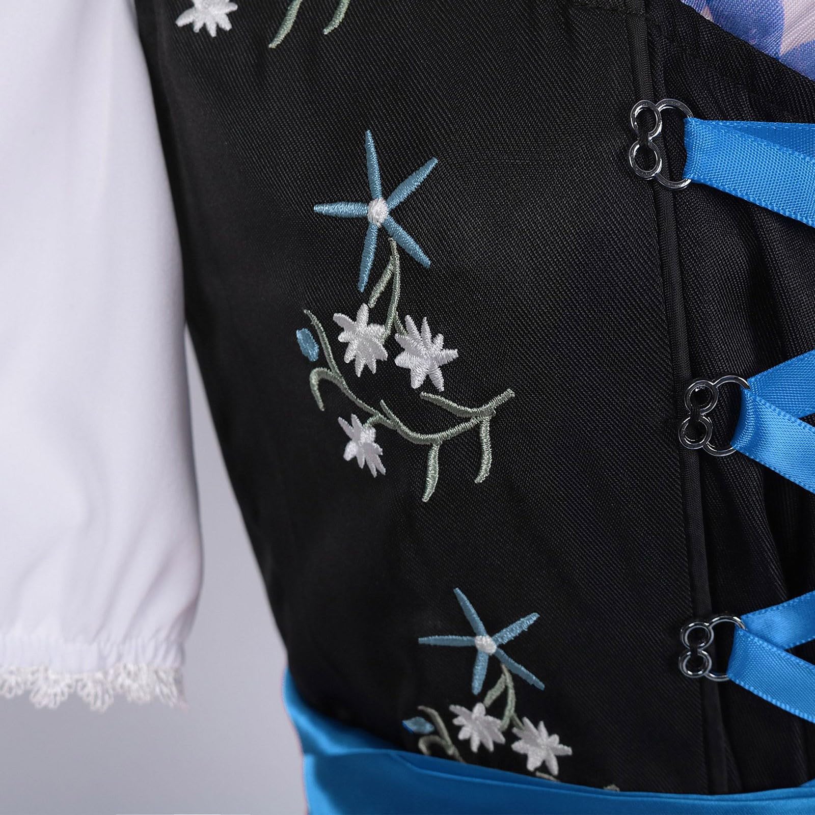 Dirndl Midi Damen, Modern Elegant Trachtenkleid Trachten Knielang Übergröße Dirndlkleid Spitze Trachtenrock Mit Bluse Schnürung Vorne Dirndlschürzen Grosse Grössen Schürze Dress Besondere Anlässe