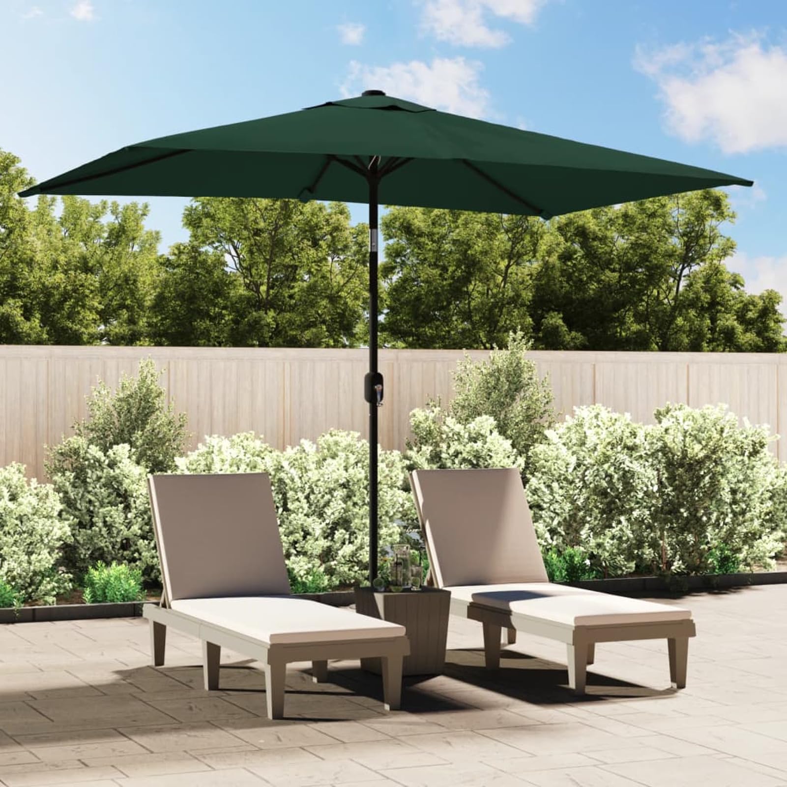 Sonnenschirm Balkonsonnenschirm Kurbelschirm Kippbarer Gartenschirm mit 6 Stahlstreben UV Schutz Strandschirm für Balkon Terrasse 200 x 300 cm Grün Rechteckig Garten Möbel