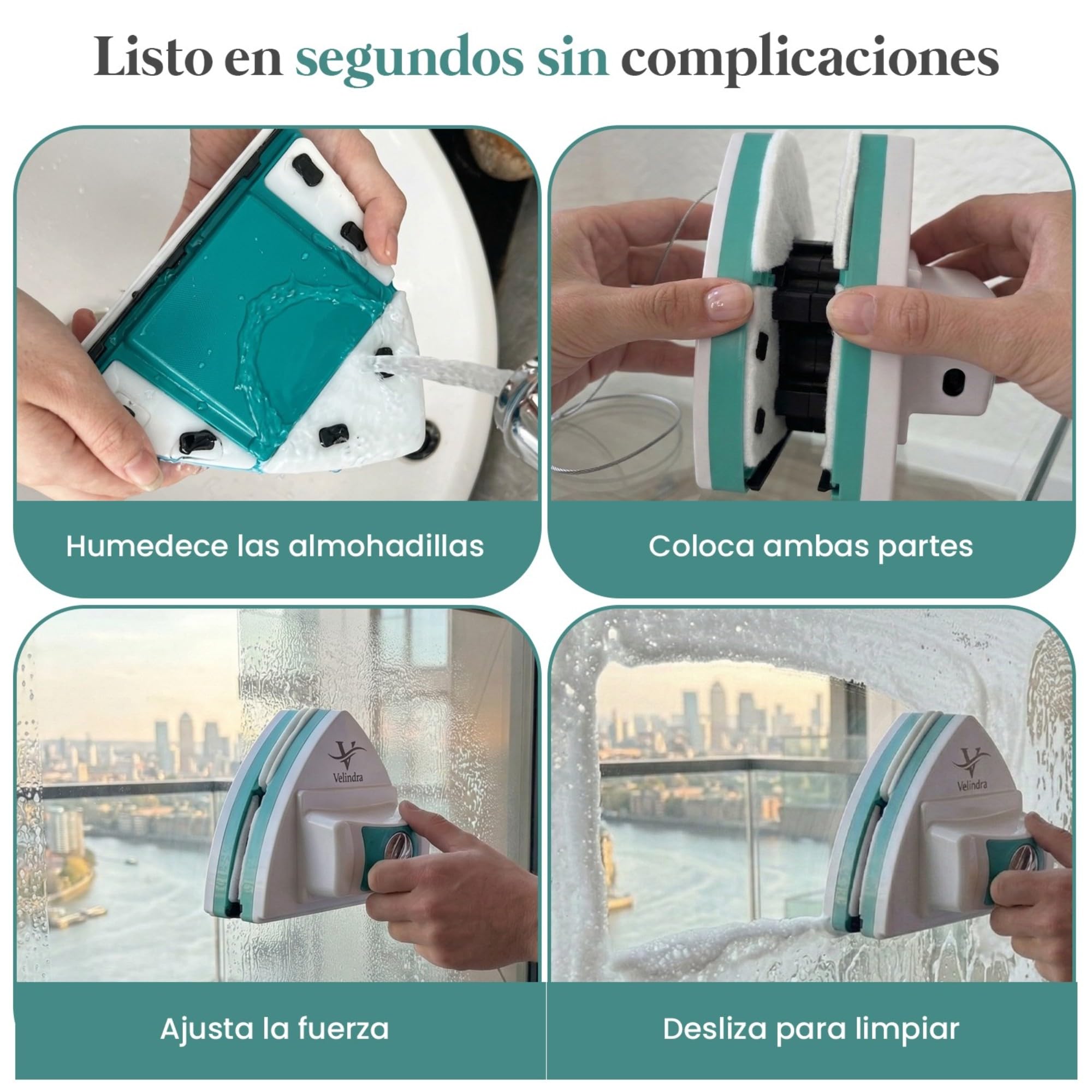 Limpiacristales Magnético Doble Cara 5-25 mm, Limpiador de Ventanas Magnético Ajustable 6 Niveles, Limpia Cristales con Imán, Incluye Recambios y Bayeta, Limpieza Interior y Exterior Segura