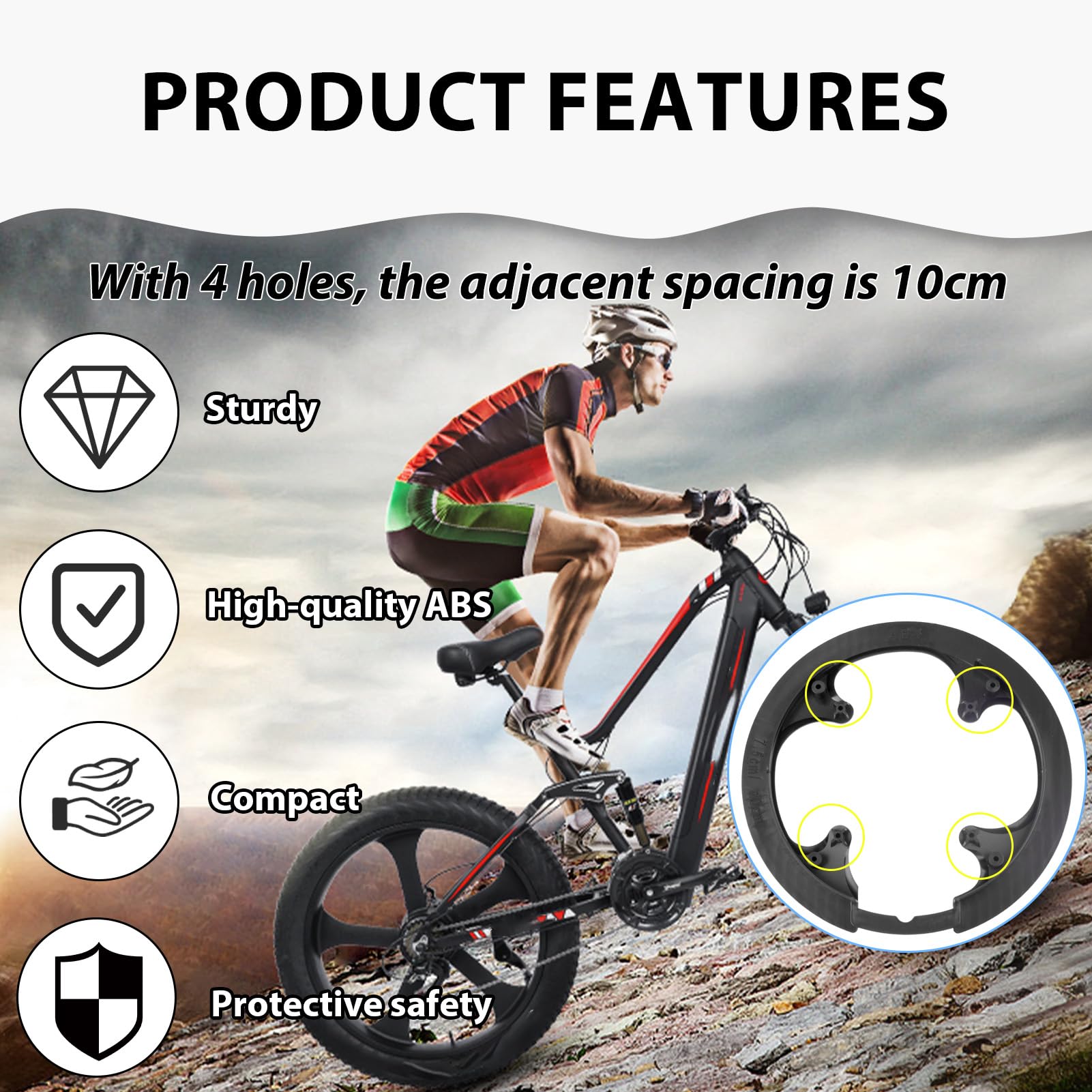 Copricatena bicicletta nera 4 fori 42 – 44 denti, robusto paratena per bicicletta con 8 viti, protezione completa contro polvere e sporco, adatto per bici da strada, MTB