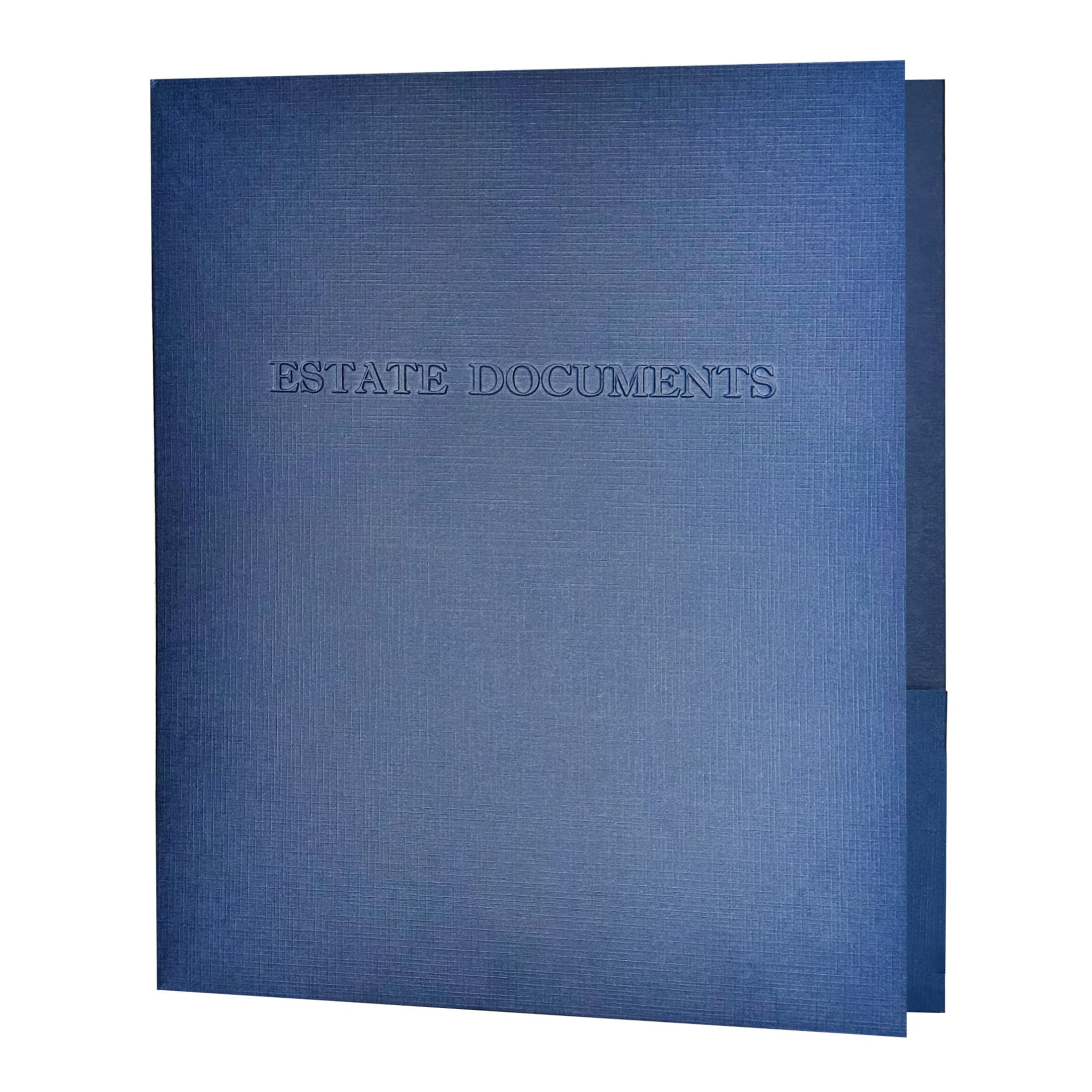 5 unidades, azul marino, carpetas de bolsillo de lino para documentos de planificación patrimonial, letras en relieve, (9 x 11.5) (azul marino)
