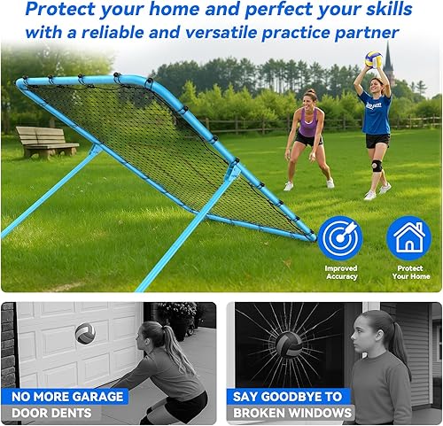Miniatura 5 de SwingIt Sistema de red de rebote de voleibol 2 en 1, ajustable de 7 x 4 pies a 4 x 4.75 pies, red de rebote de 5 ángulos, equipo de entrenamiento