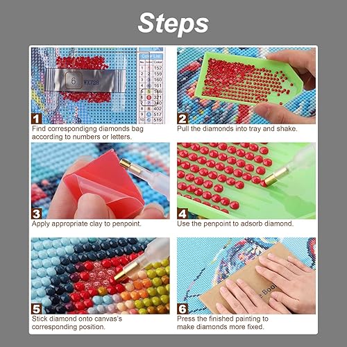 Miniatura 6 de Stalente Kits de pintura de diamantes para adultos, kits de arte de diamantes 5D para principiantes, pintura de diamante redonda para decoración de