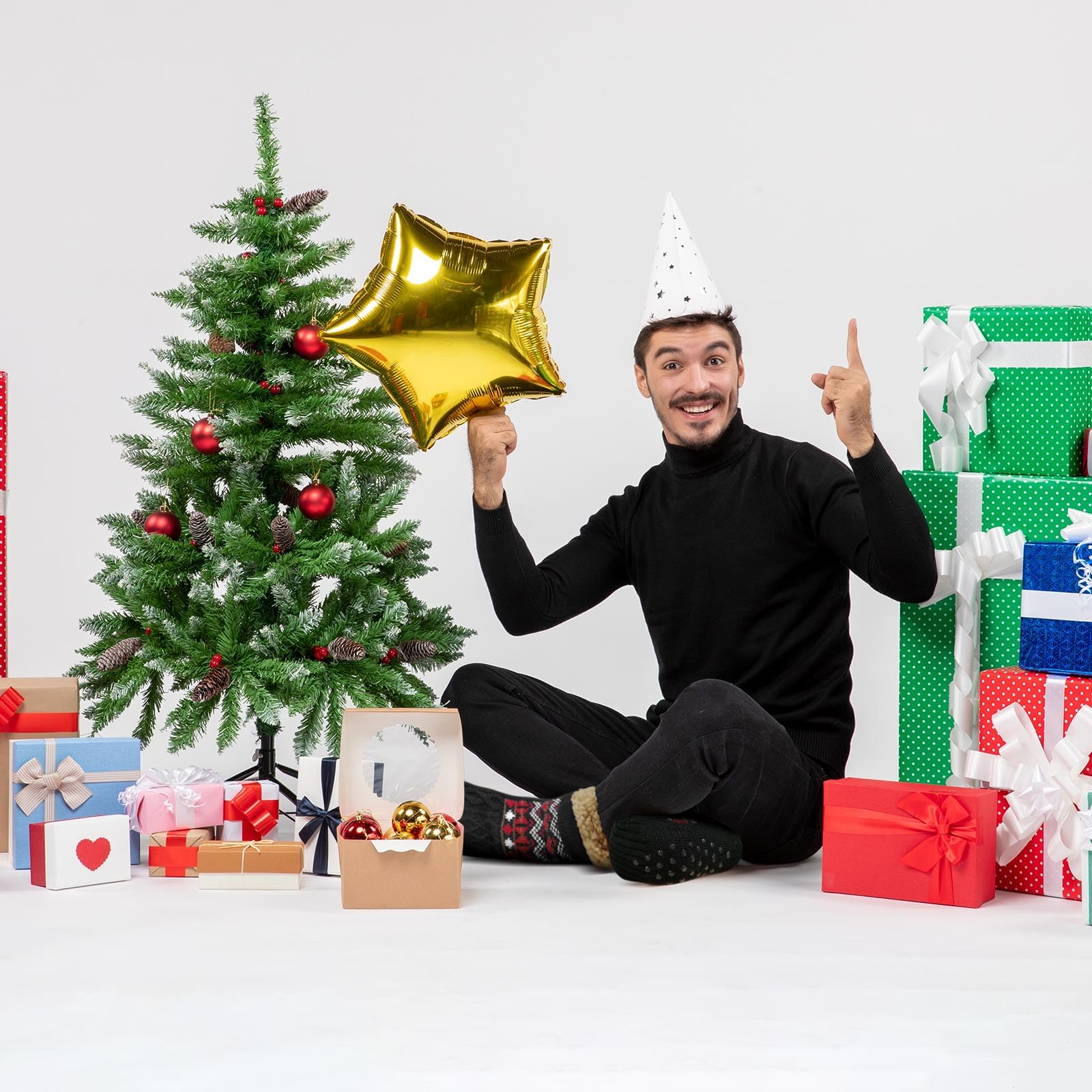 LOFIR Calcetines de Invierno de Térmicos para Hombre: Calcetines Térmicos Antideslizantes Pantufla - Calcetines Andar por Casa Hombre Gruesos con Forro Polar Regalos Navidad 1 Par 39-46