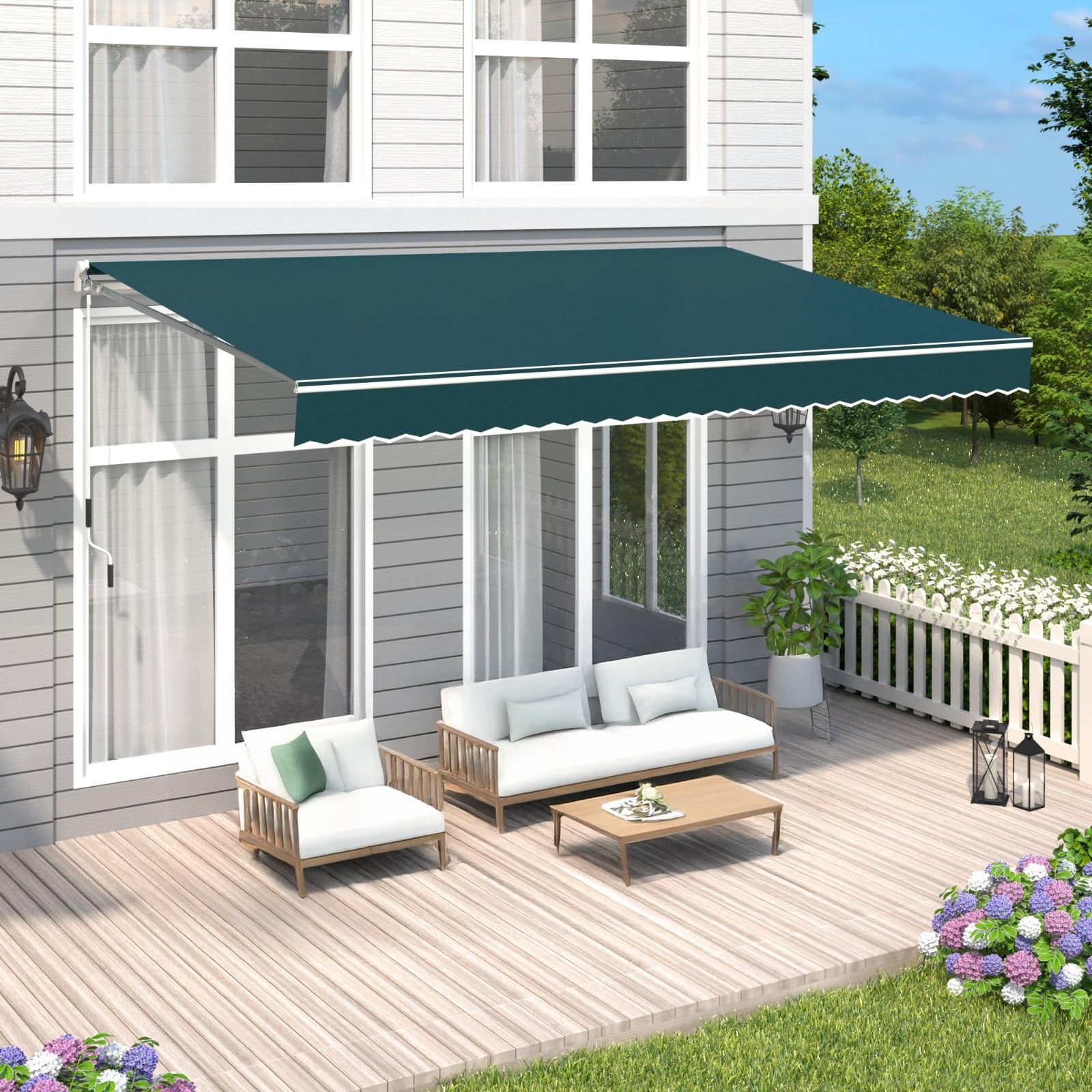 Auvent de terrasse 5x3m robuste en polyester résistant à l'eau et pare-soleil