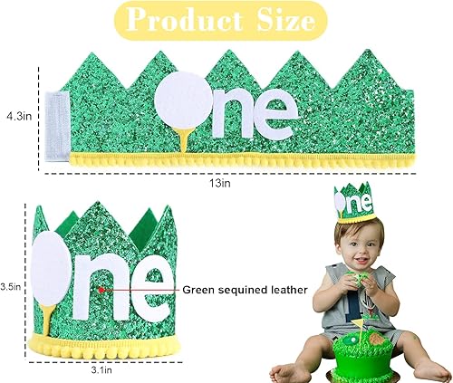 Miniatura 2 de WAWUO Corona de cumpleaños de golf para fiesta de primer cumpleaños, sombrero de primer cumpleaños para accesorios de cabina de fotos, los mejores