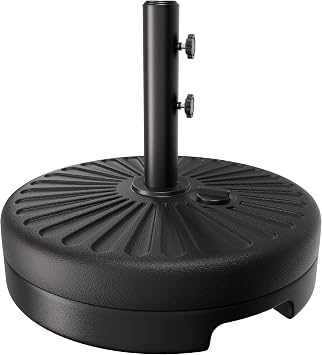 AreShark 81.5lb Patio Umbrella Stand Water Fill Base Heavy Duty Black | Holds 6-10FT Umbrellas. Fill With Water/Sand. Rust-Resistant Steel Base. Easy Setup. Ideal For Patio, Deck, Pool