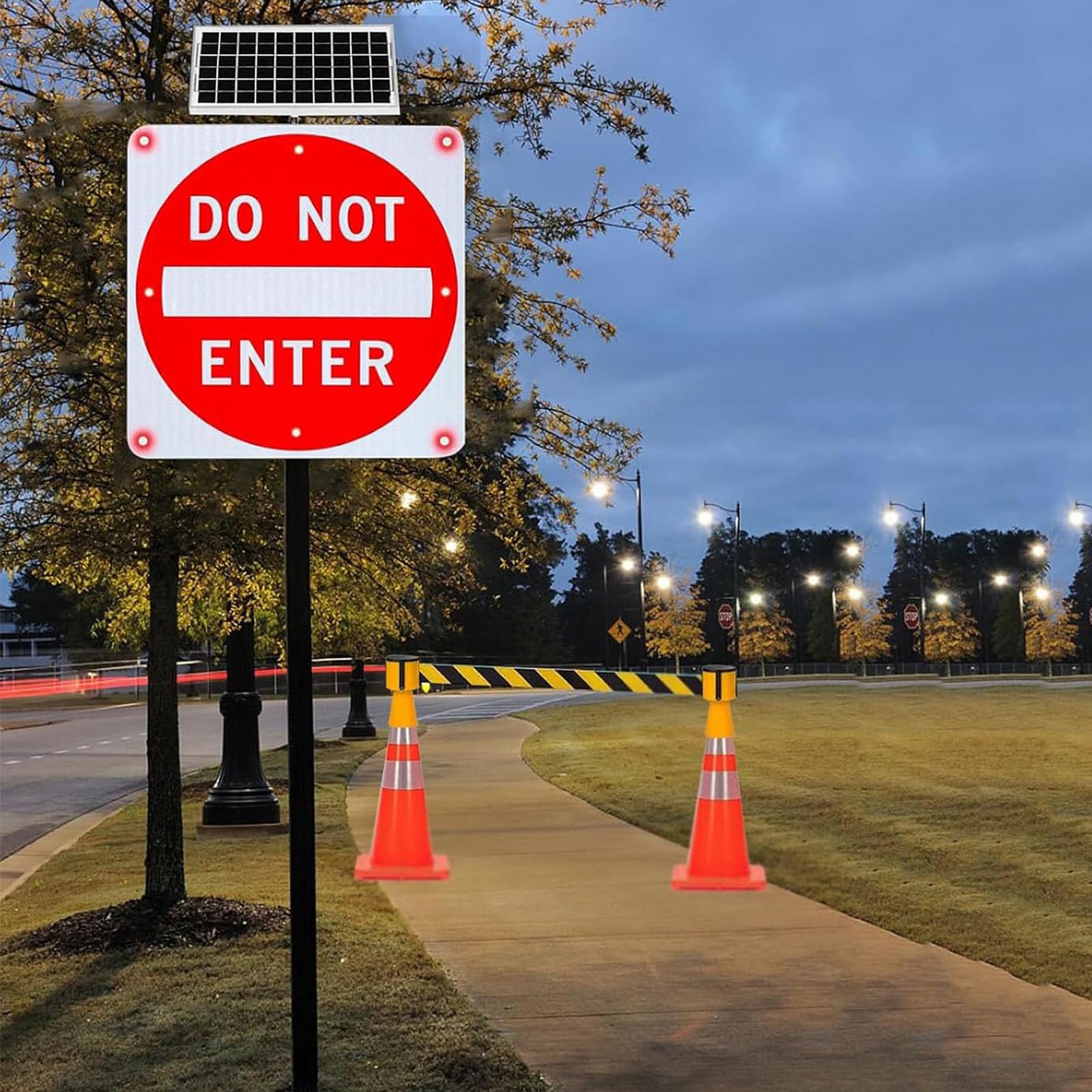 Señal solar reflectante LED prohibido el paso para accesos privados y urbanizaciones