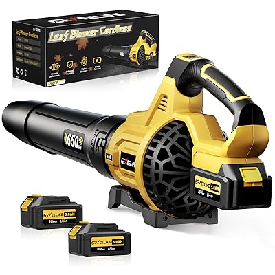 GEVEELIFE Leaf Blower Cordless, 650CFM & 3 Speed Levels, Electric Cordless Leaf Blower with 2 * 5.0Ah Battery Powered, Blowers for Lawn Care, Yard, Blowing Leaves, Dust, Snow