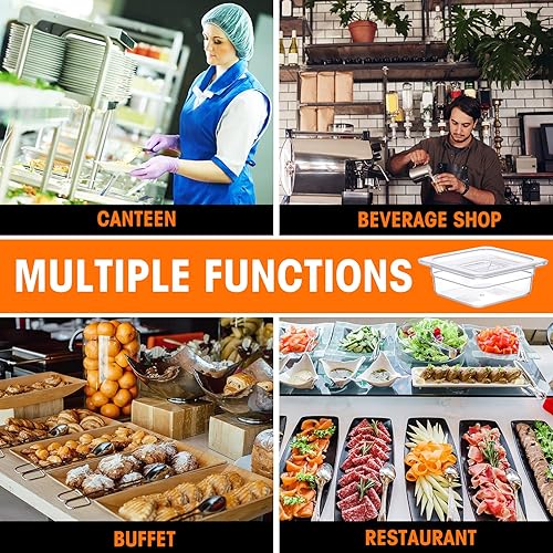 Miniatura 7 de Sieral Recipientes transparentes para restaurantes de tamaño 16 con tapas, cuadrados Cambro para almacenamiento de alimentos, recipientes de barra