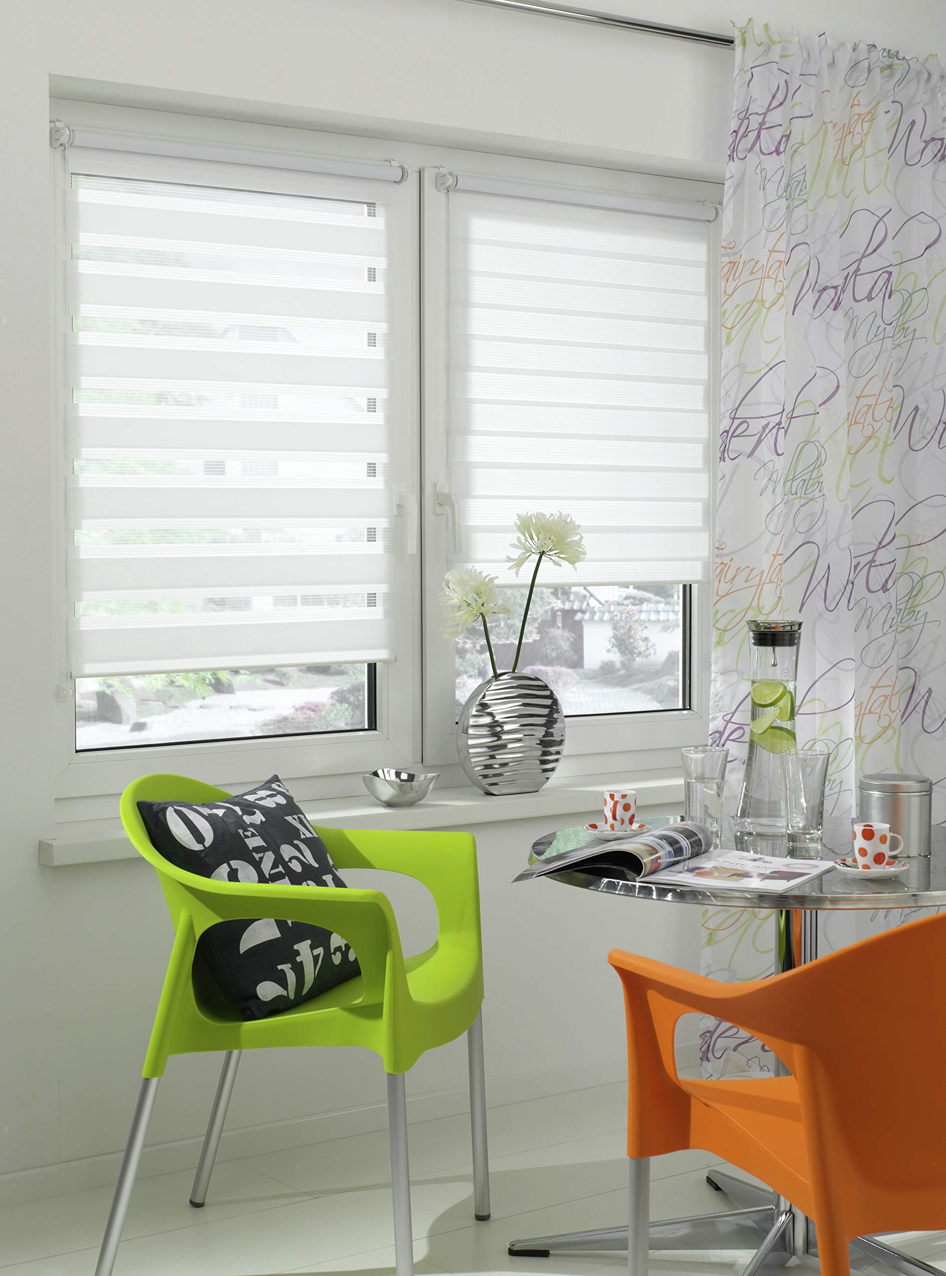 Gardinia Store Double avec Coffre, Jour/Nuit, Commande Latérale, Bandes Transparentes et Occultantes, Kit de Montage Inclus, Blanc, 60 x 160 cm (LxH) 12940