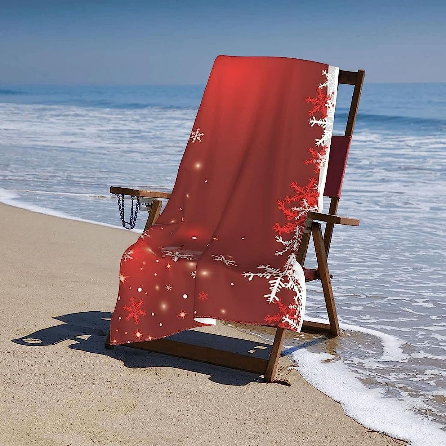 Sciugamano In Microfibra Da Mare, Modello Rosso Fiocchi Di Neve Di Natale 3D Stampato Grande E Leggero Telo Mare Coperta Antisabbia Summer Spiaggia Regalo, Fitness, Campeggio 200 X 200 Cm -5I8L/P1V
