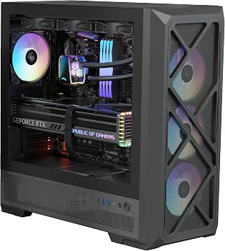 SAMA S41 Mid Tower PC Case - High Airflow ATX PC Gaming Case Mesh Front Panel & Tempered Glass Side Panel, 4120mm ARGB PWM Fans with Fan Hub, USB Type-C, Back-Connect Ready, 360mm AIO Support - Black
