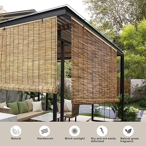 Miniatura 3 de Persianas enrollables de caña al aire libre, Persianas de bambú, Persianas de caña de patio, Persianas de bambú para ventanas, Persianas de bambú al