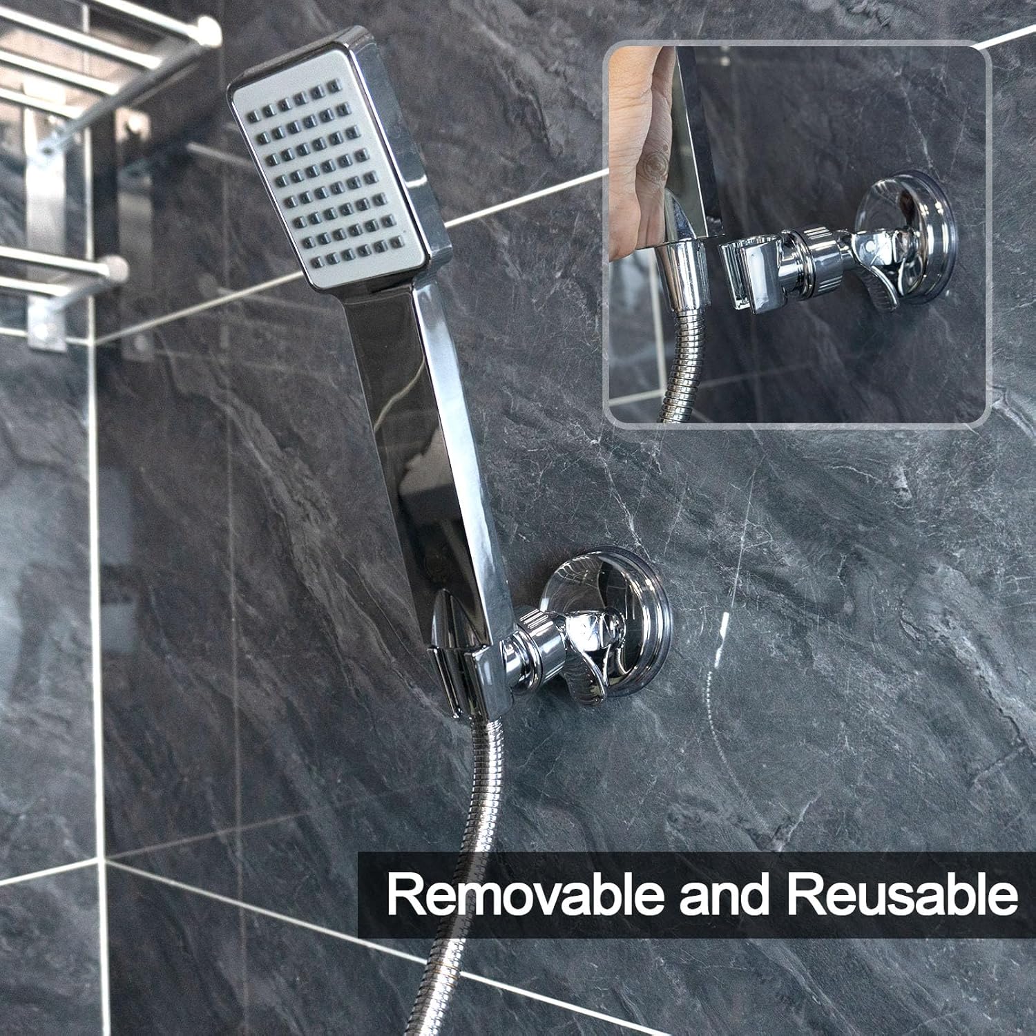 Adjustable Shower Head Holders, No Drill Shower Mounting