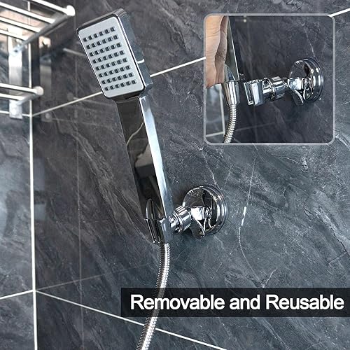 Miniatura 7 de BlingKingdom 2 soportes ajustables para cabezal de ducha, soportes de montaje de ducha sin taladro, clips extraíbles para cabezal de ducha de mano