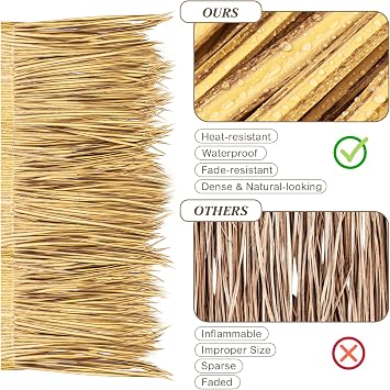 SEKKVY Tiki Hut Grass Roof, Mexican Style Palm Thatch Rolls, Artificial Palapa Thatch Roofing for Tiki Bar, Duck Blind Grass for Garden Umbrella Luau Party Decoration (Yellow, 16 x 118)