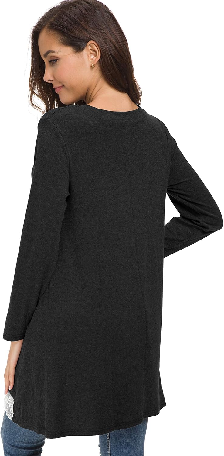 Sinono Women's Casual Lace Long Sleeve A-Line Swing Scoop Neck Tunic Top Blouse - Image 7