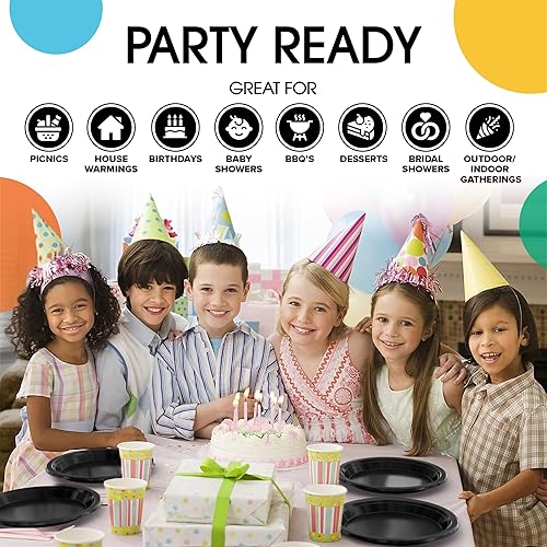 Miniatura 6 de Exquisite Party Solids - Platos de plástico naranja para suministros de fiesta, platos desechables de 10 pulgadas, 50 piezas, juego de vajilla de