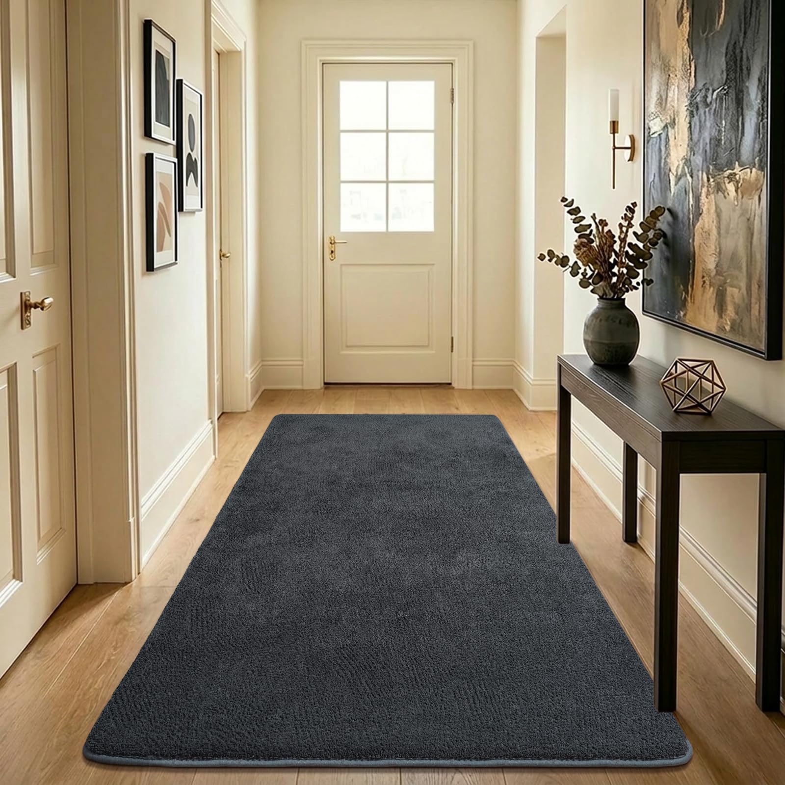 Alfombra de salón, 80 x 150 cm, color antracita