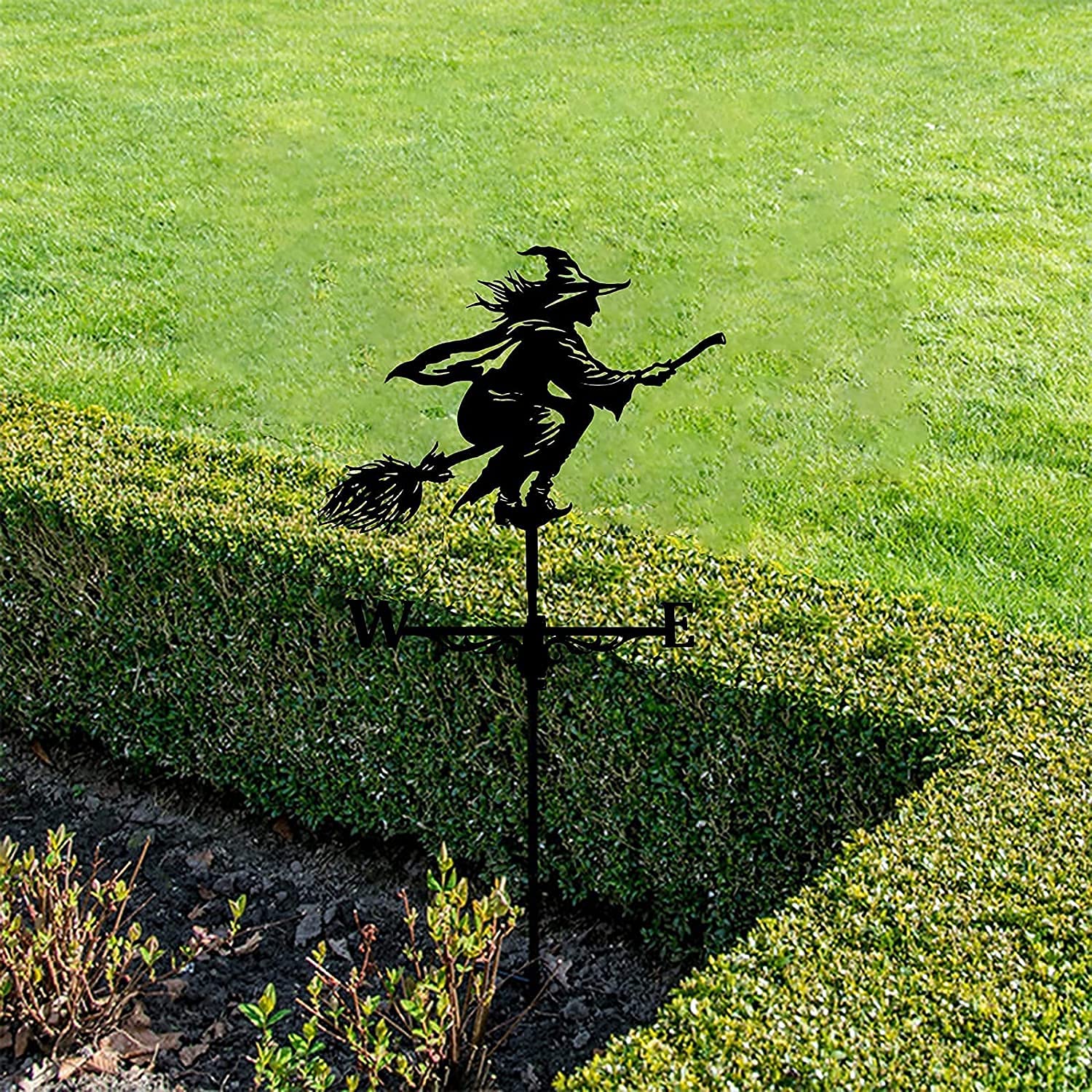 Windfahne, Wetterfahne für Dekorationen, Wetterfahne für Garten, Retro, langlebig, Windfahne, Hexenszene, Wetterfahne, Gartenpfahl, Windrichtung, Dach, Windrichtungsanzeige