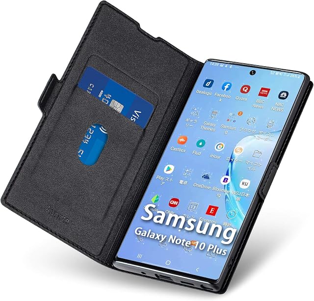 Aunote For Samsung Note 10 Plus Phone Case, Slim Galaxy Note 10 Plus Flip Wallet Folding Case With Card Holder,[Magnetic Closure][Kickstand] PU+TPU Full Protection Cover For Samsung Note 10 Plus-Black