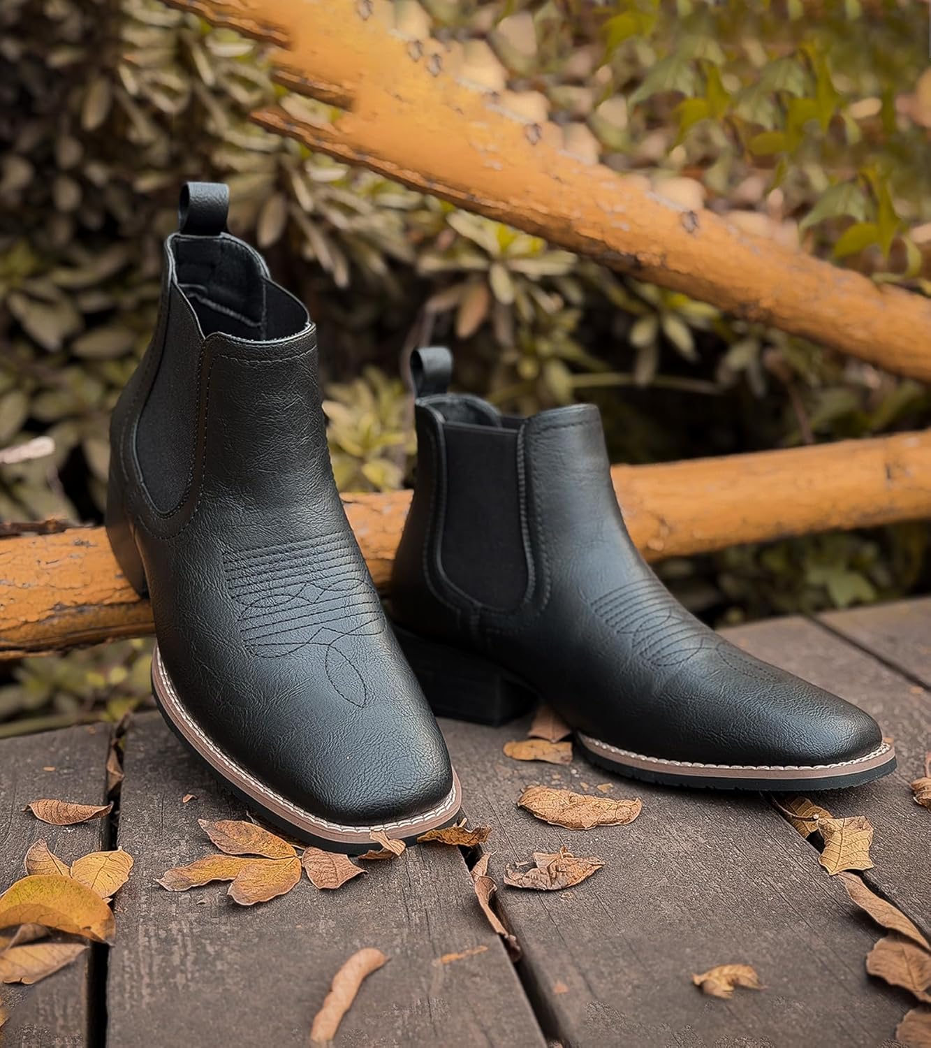 Cowboy Boots for Men Square Toe Chelsea Boots Mens Western Ankle Boot Slip On Casual Dress Boot - Image 3