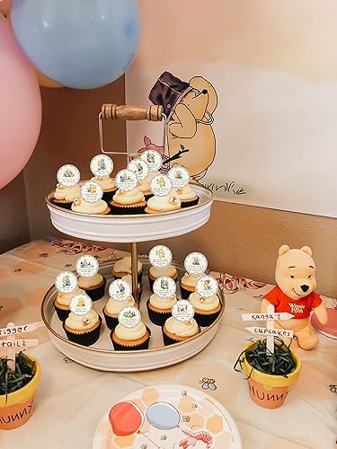 Miniatura 4 de 48 Pcs Winnie Quotes Cupcake Toppers Classic Pooh Cake Decorations Cake Toppers Boys Girls First Birthday Party Favors Baby Shower Decor
