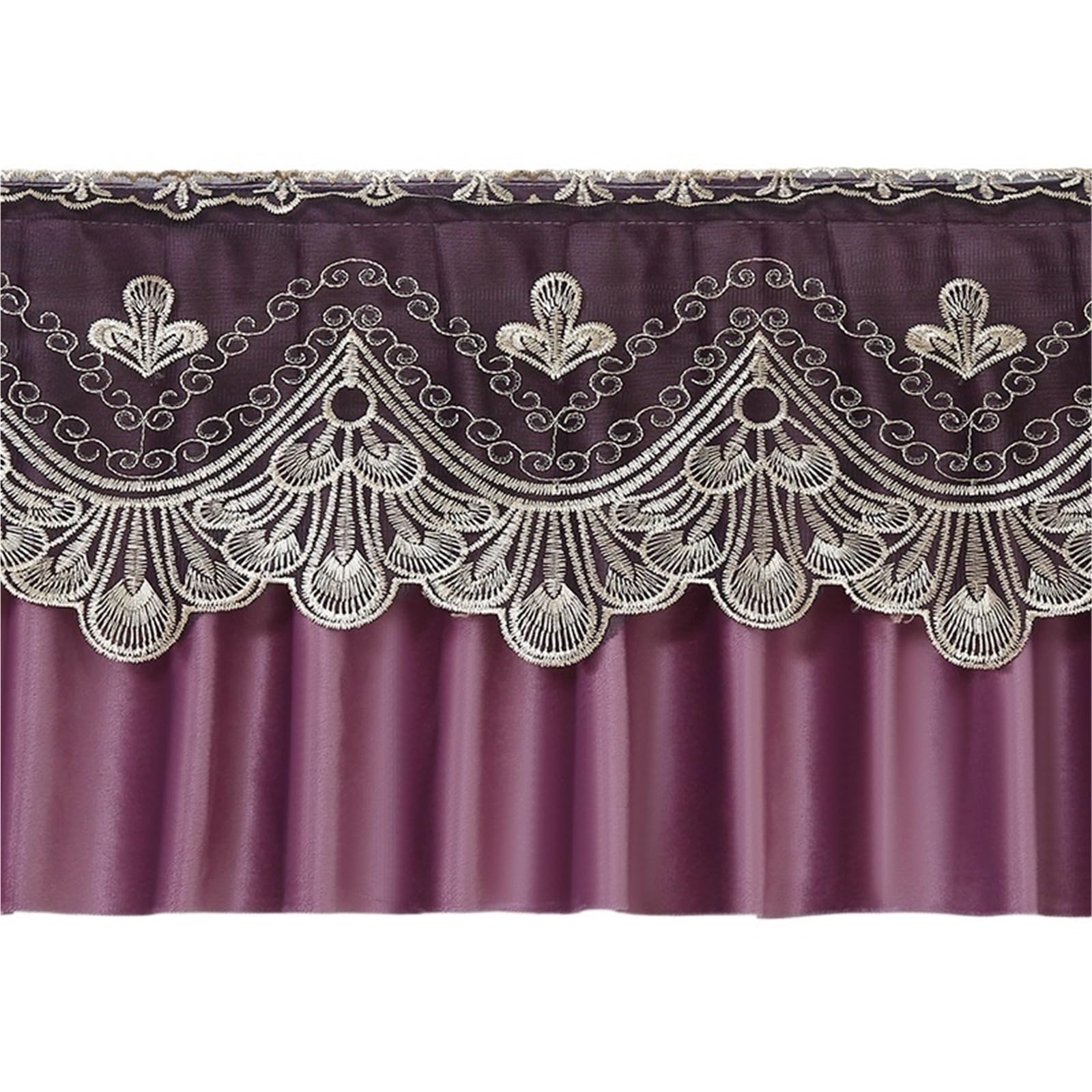 Cantonnière en velours premium à franges et dentelle occultante - Color-04