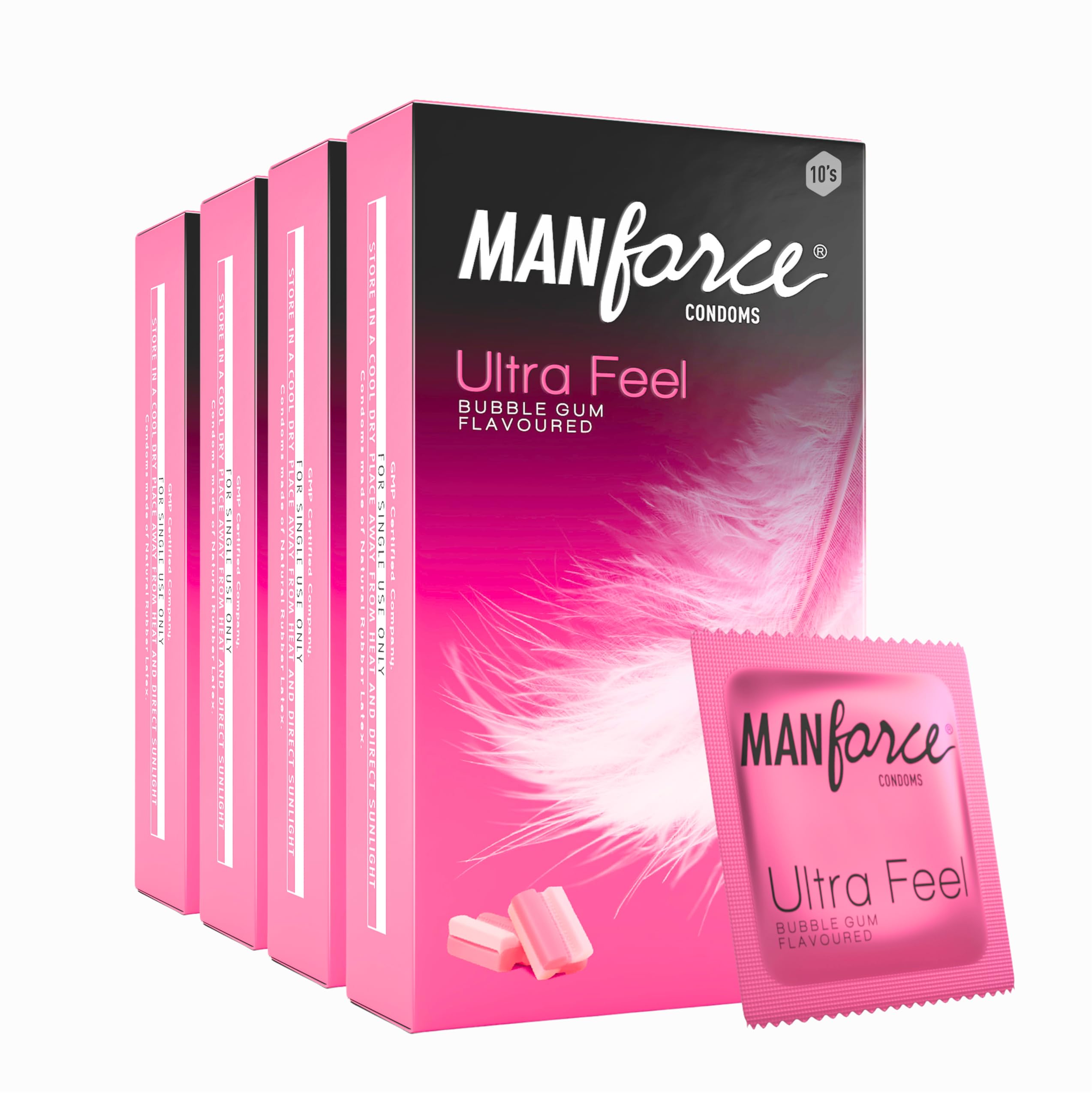 Manforce Ultra Feel Bubblegum Flavoured Condoms for Men | 10 pcs | Ultra Thin Condom | Lubricated Latex Condoms For Her Enhanced Pleasure-10 Pcs x Pack of 4-picture-32