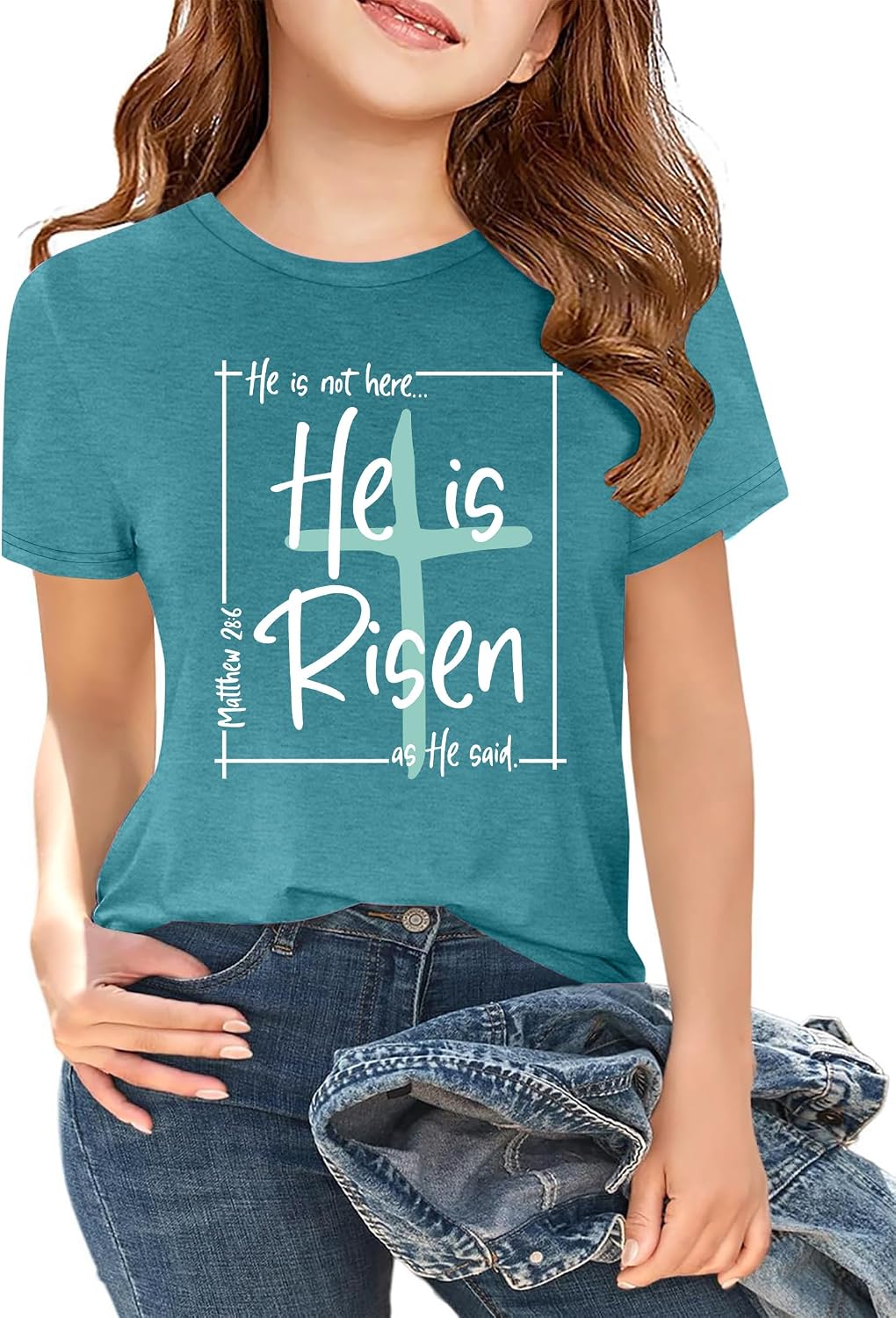 Boys Easter Shirt: Kids He is Risen T Shirt Christian Religious Short Sleeve Tees 5-12y