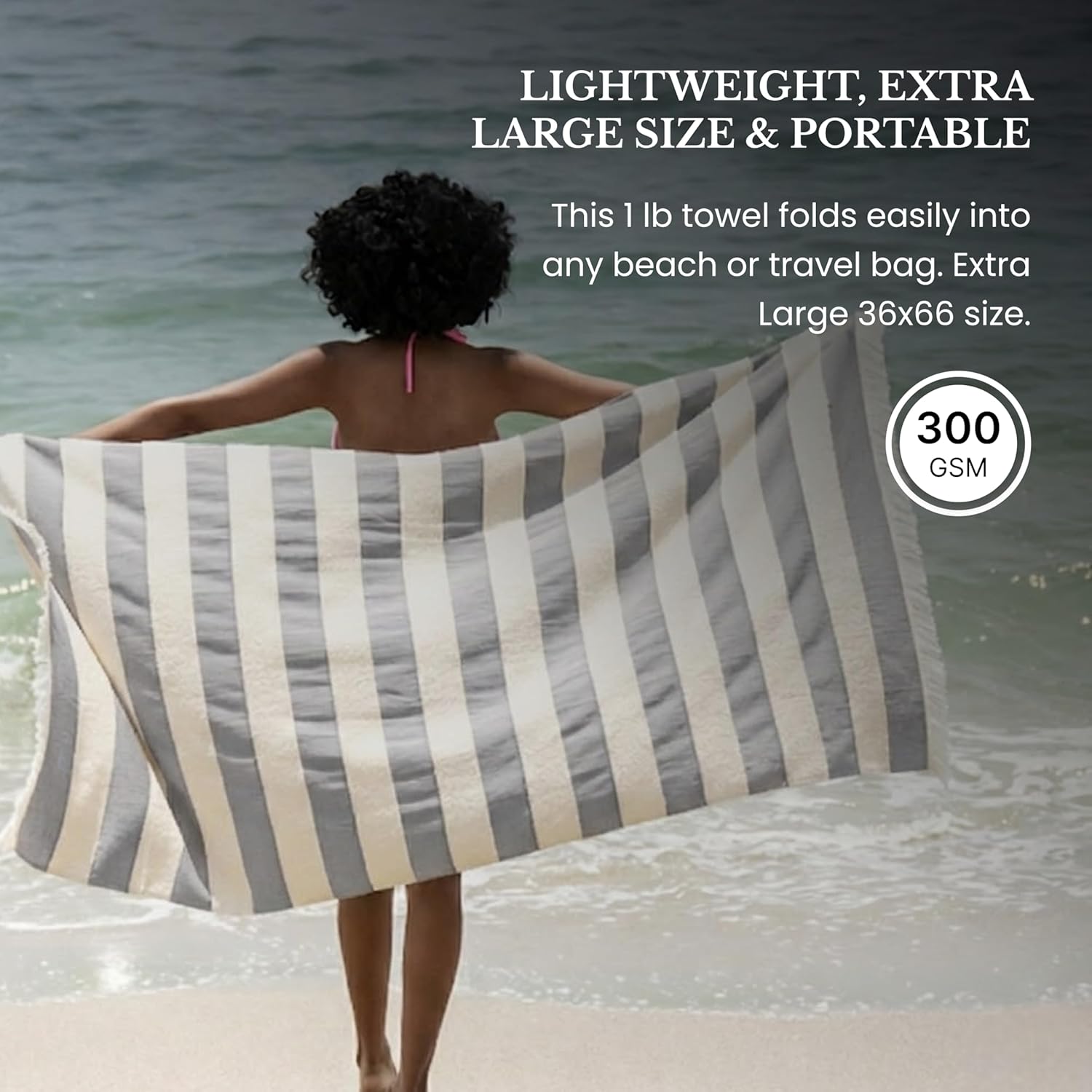 Lightweight Turkish Beach Towel - 100% BCI Cotton, Unbleached Raw Fringe, Oeko-TEX Certified, Absorbent, Eco-Friendly, 36x66 in, 1 lb, Natural Stripe, Portable Sarong Blanket for Pool, Travel, Gift 6 Pack Charcoal Gray