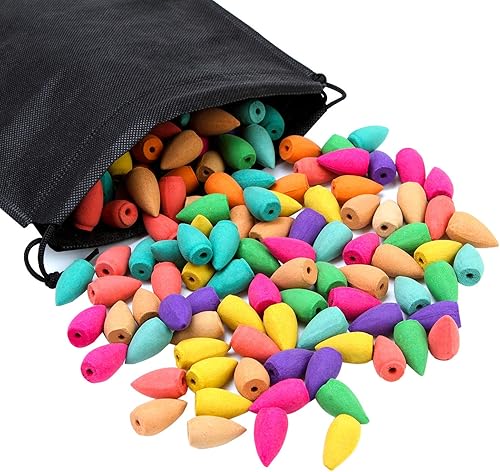 Aneco 180 conos de incienso de reflujo, 10 aromas naturales mezclados, rosa, jazmín, lirio, menta, lavanda y más tipos de conos de incienso