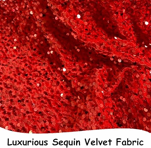 Miniatura 3 de The Yard - Tela de lentejuelas rojas de 1 yarda de tela de terciopelo suave para tapicería, tela de terciopelo con lentejuelas para manualidades,