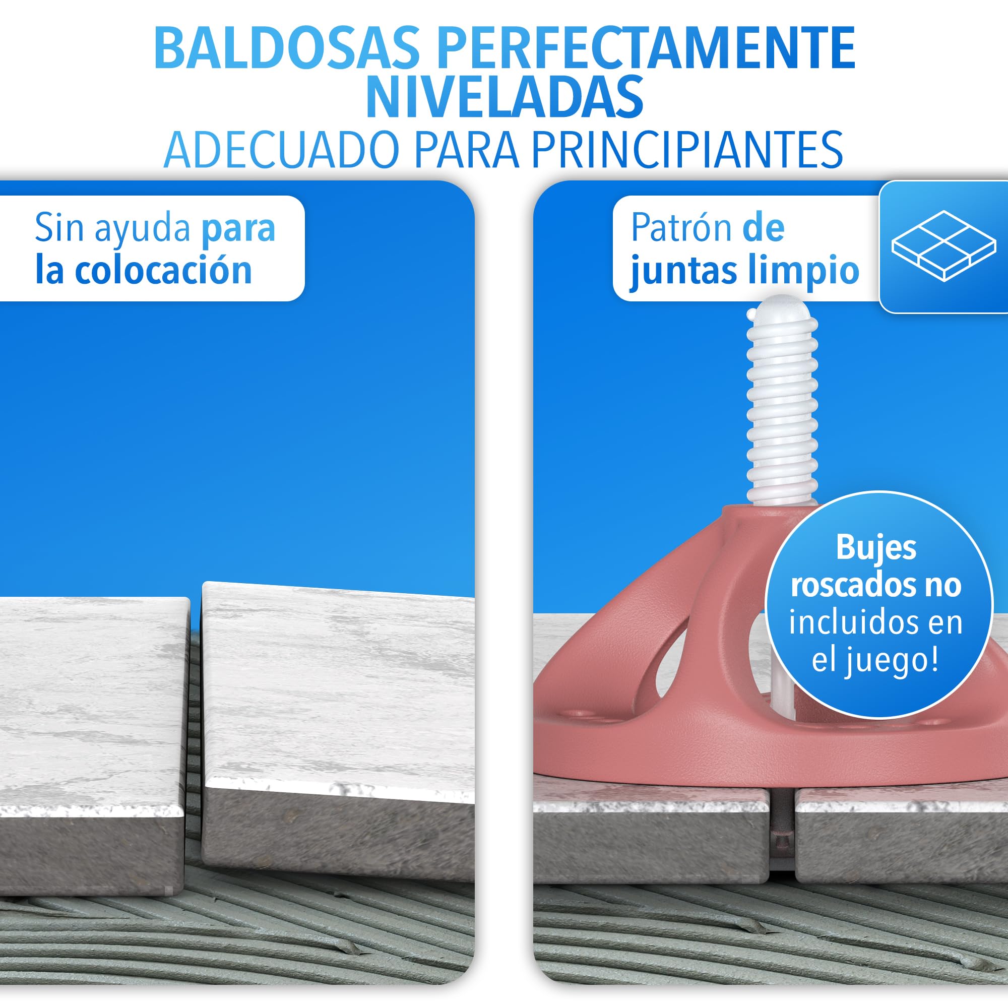 LAINFELD Sistema de nivelación de azulejos, ancho de 2 mm, espaciadores para colocar azulejos, herramienta para colocación de baldosas, cruz de 2 mm