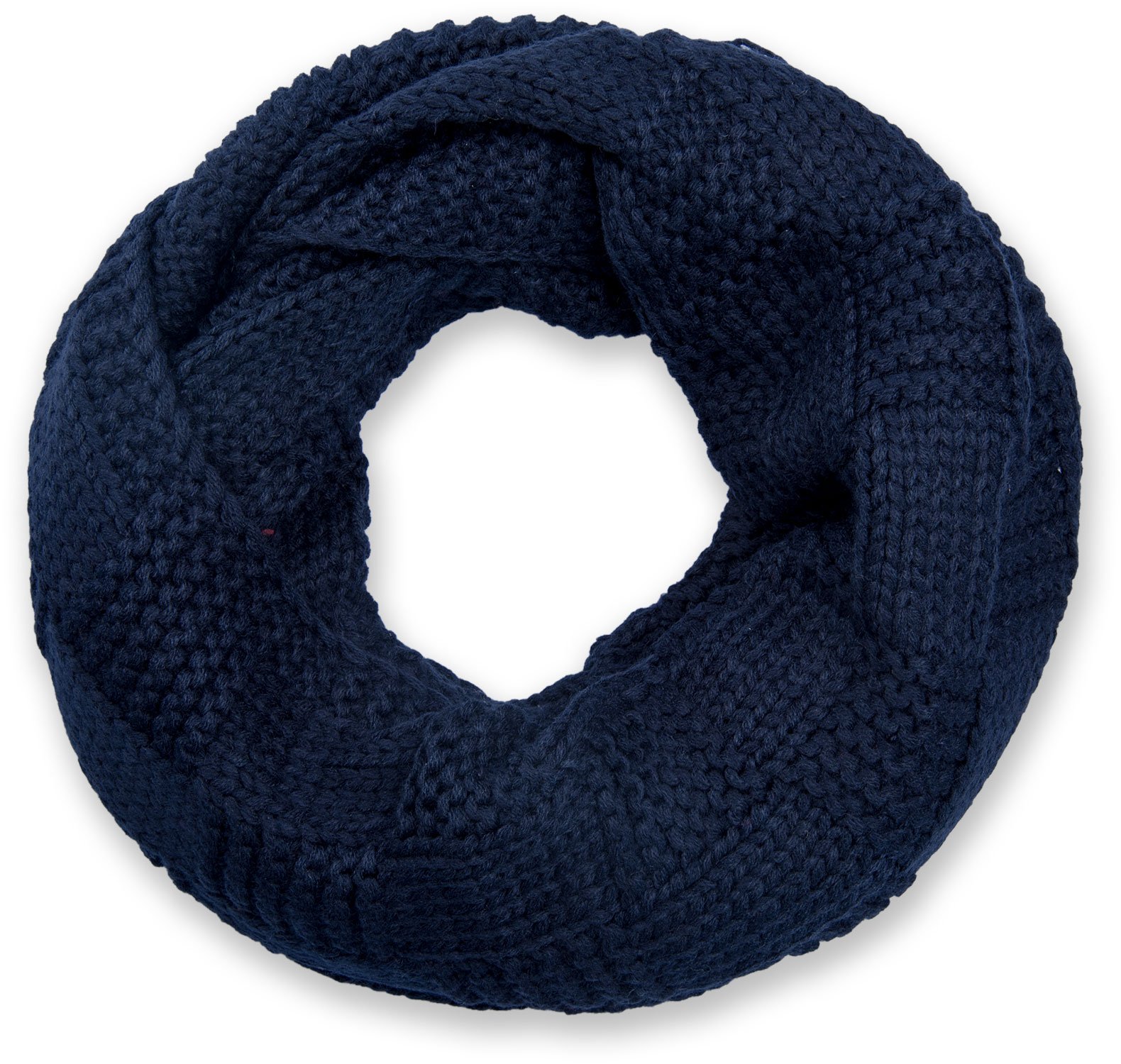styleBREAKER knit loop scarf with patent pattern, single-colour fine-knit snood, winter knit scarf, unisex 01018152, Colour:Midnight-Blue/Dark Blue
